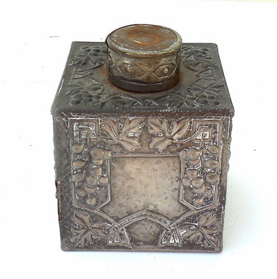 Antike frühe 20. Jh. britische KUNSTHANDWERK Dose & Zinn Teedose um 1910 Vintage