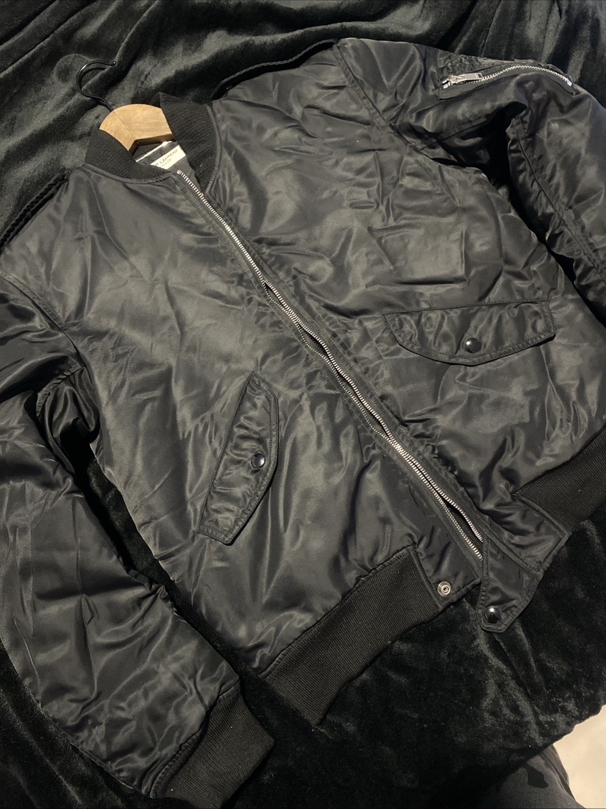 $2490 SAINT LAURENT Shell Bomber Giacca Nero Classico Taglia 48 Uomo YSL ITALIA?
