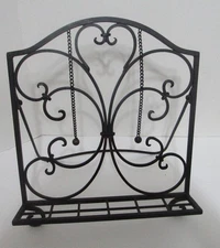 Wrought Iron Cookbook Bible Holder 13x14" Book Stand Easel Page Weights