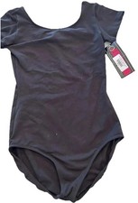 Girls Leotard M Black Ballet Unitard 90 Cotton 10 Spandex