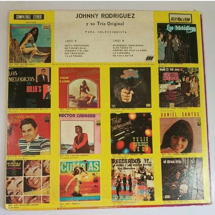 Johnny Rodriguez Y Su Trio Original DISCOLANDO 8234 VG+/VG #1732 - Image 2 of 4
