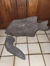 Vintage Fish shaped Hand Made Volcanic Lava Stone Molcajete Mortar & Pestle