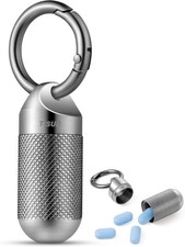 TISUR Titanium Keychain Pill Holder Small Metal Pill Case, Pill Organizer Portab