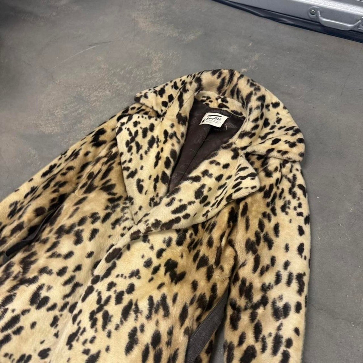 Vintage 60s La France Safari Cheetah Leopard Print Fur Coat Size