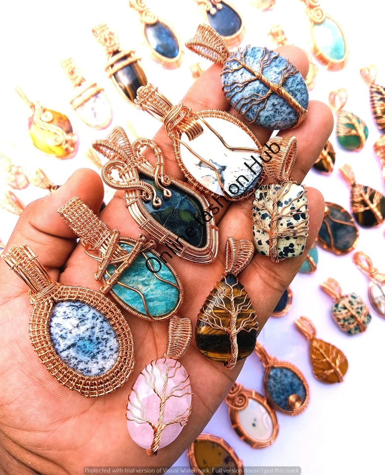 Кварц и смесь драгоценных камней подвески лот медная проволока надежном красивый ювелирных изделий подарок - Изображение 3 из 3