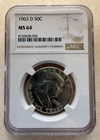1963 Denver Mint Franklin Half Dollar -  NGC MS64 - FREE SHIPPING!