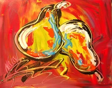 PEARS  MODERN PAINTING  IMPRESSIONIST CANVAS ORIGINAL NRERH