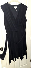 Gabriella Skye NY Little Black Dress Tie Waist Hankerchief Hem Party Size 16