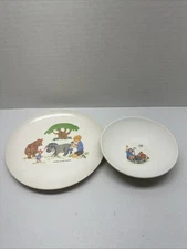Vintage 1964 Winnie the Pooh & Friends Melamine Plate AND Bowl
