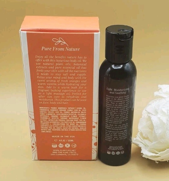 Plantlife Vanilla & Orange Body Oil 4 fl oz New In Box 