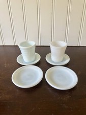 Akro Agate Childrens Cups Tumblers Saucers Plates White Blush 6 Pcs