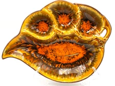 VTG MCM California Sequoia Ware Orange Lava Glaze Large Serving Dish S-552