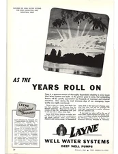 1944 LAYNE WELL WATER SYSTEMS DEEP WELL PUMPS POST WAR PLANNING VINTAGE ART AD