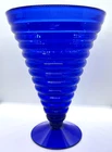 Blenko Art Glass Cobalt Blue Ribbed Pedestal Vase