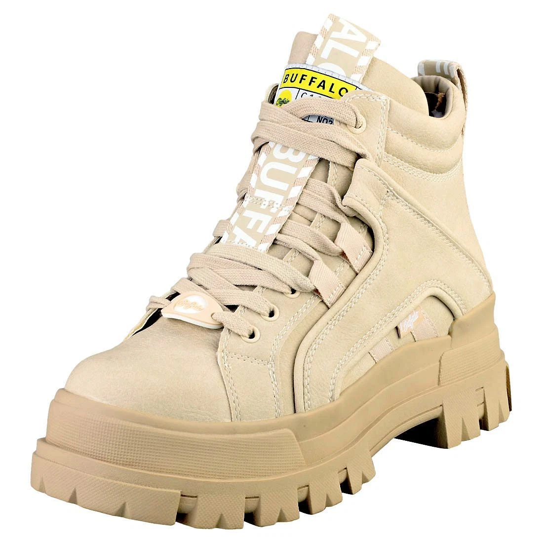 Buffalo Aspha Nc Mid Vegan Womens Beige Platform Boots eBay