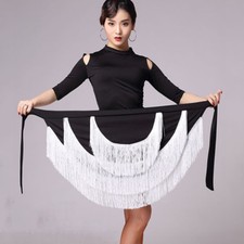 Women Fringe Latin Salsa Cha Cha Paso Double Ballroom Exercise Dance Dress Skirt