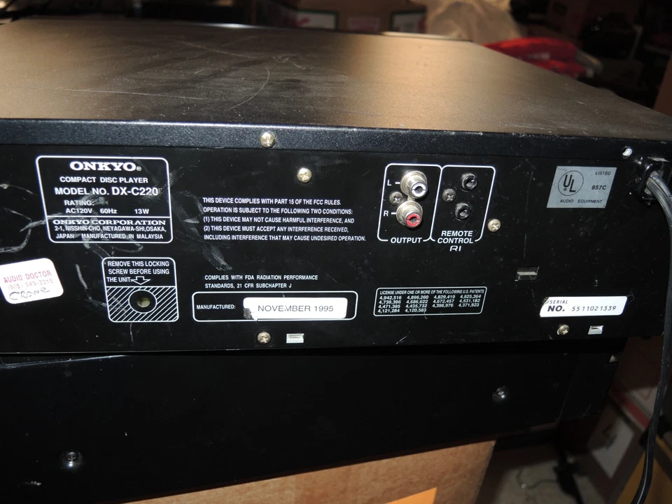 ONKYO DX-C220 6-Disc CD Changer/Player  Parts or Repair - Image 4 of 4