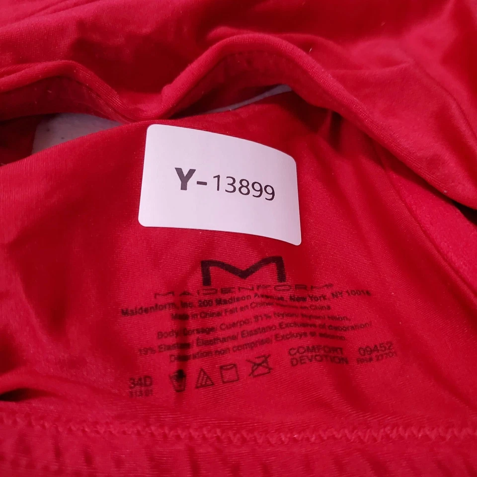 Sujetador para mujer Maidenform 34D rojo confort devoción calce completo camiseta con aros lazo Foto 2 de 4