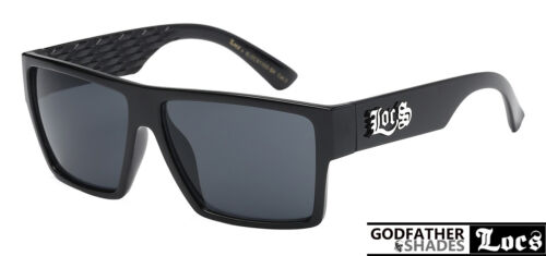 LOCS 91105 Black Sunglasses | Authentic Gangster FLAT TOP Cholo Maddogger Shades - Picture 1 of 3