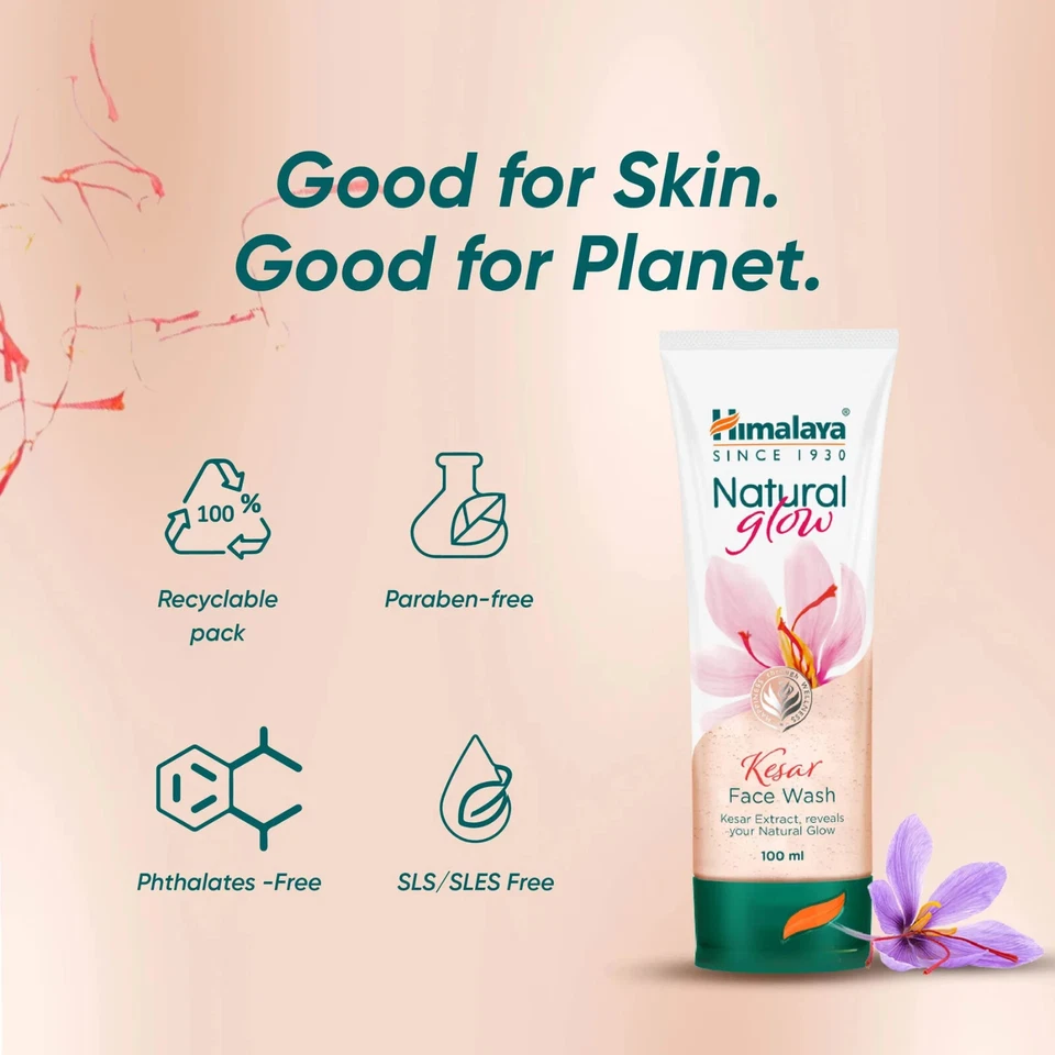 Himalaya healthy, natural glow Gently cleanses Nourishing  Kesar Face Wash 50 ml - Image 3 of 3