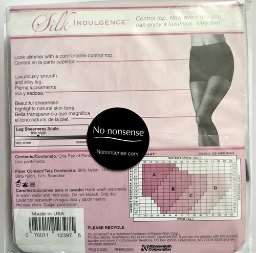 NEW Silk Indulgence Slimming Control Top Panty Hose Plus Black Sheer Hosiery - Picture 3 of 3