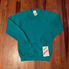 Vintage NWT Jerzees NuBlend Deadstock USA Made Men's S Teal Crewneck Sweatshirt