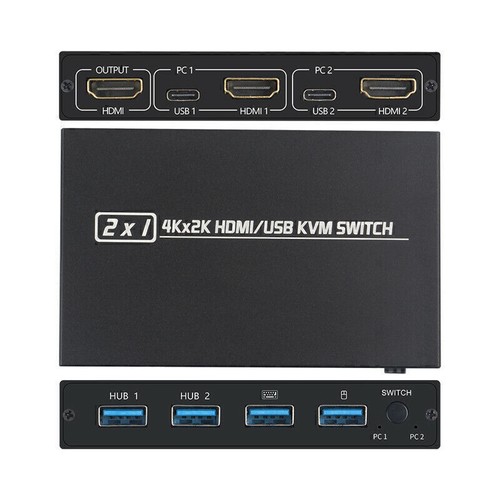 4K USB HDMI-compatible KVM Switch Box Video Display Switcher Splitter for 2 PC - Bild 5 von 7