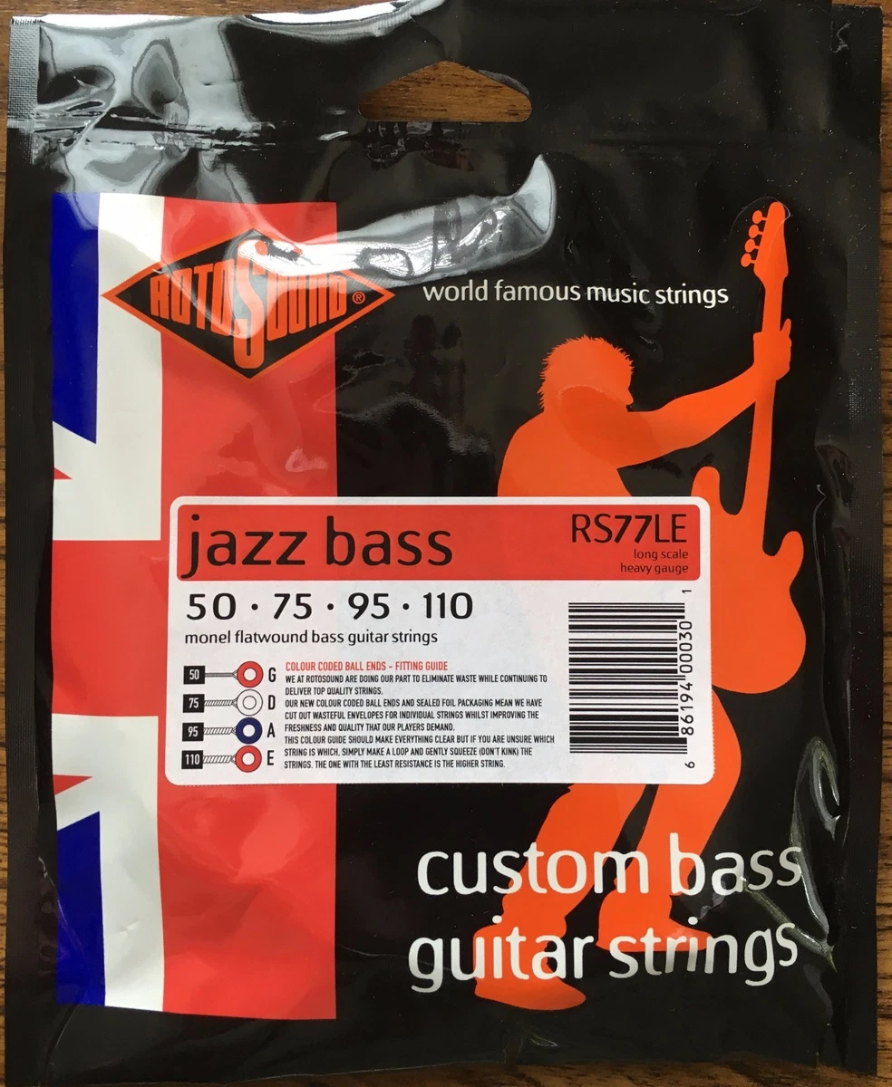 Rotosound RS77LE Monel Flatwound Jazz Bass Guitar Strings gauges 50 110