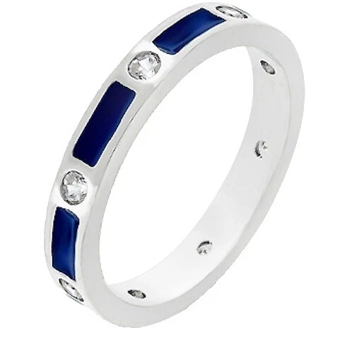 Enamel Rhodium Plated 9 Ring Fashion Rings