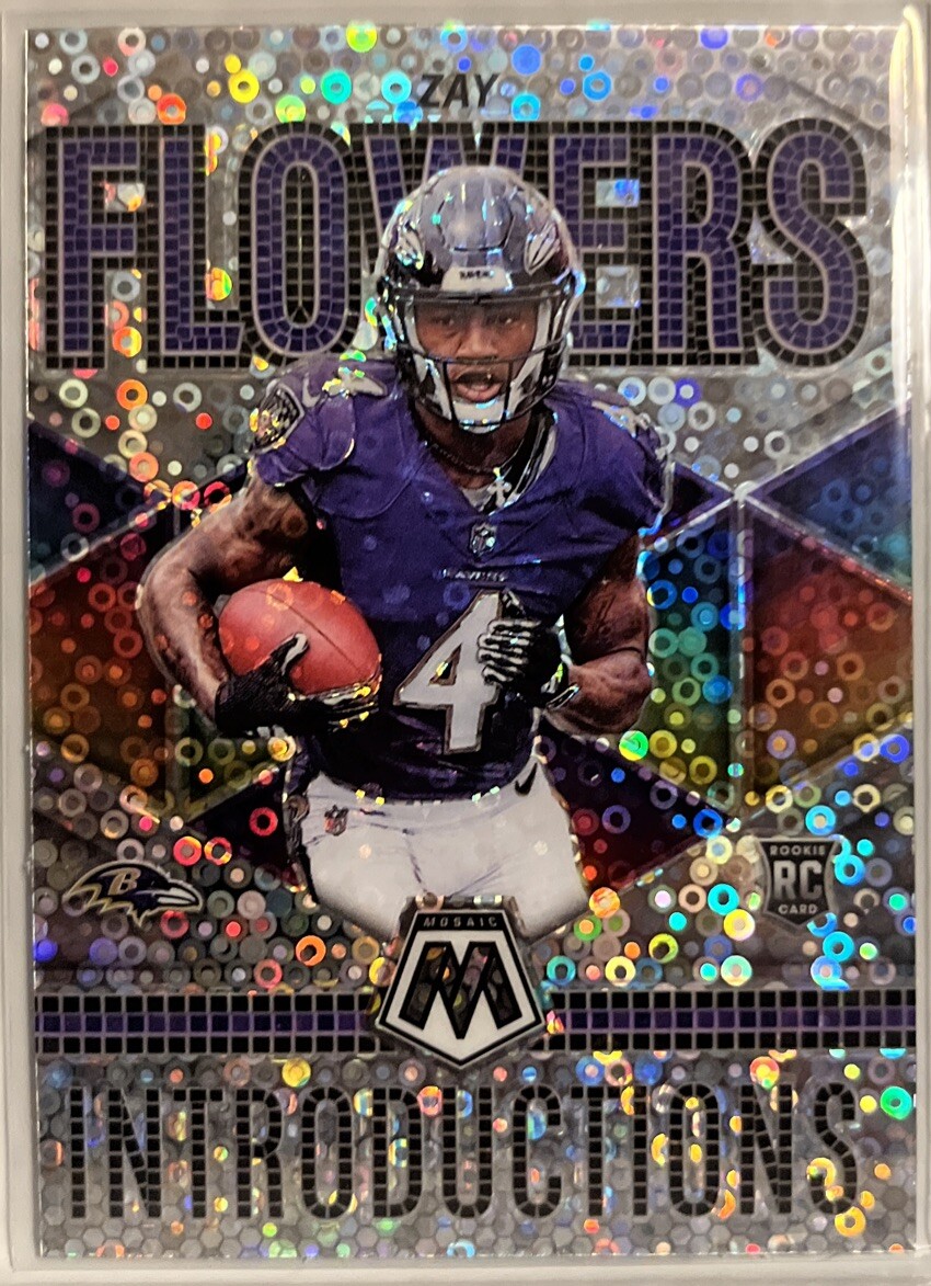 Zay Flowers 2023 Mosaic Introductions Silver Disco Prizm Rookie Card #I-8 Ravens