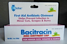 Globe® Bacitracin First Aid Antibiotic Zinc Ointment USP Net Wt. 1 oz For Minor