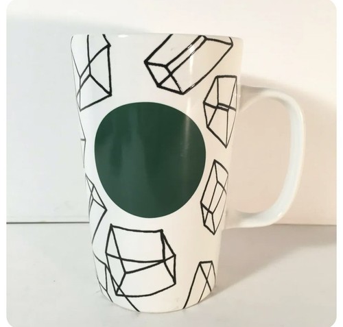 Starbucks Coffee Tall Mug 2014 Cubes Design Green Dot Collection 16 oz Cup - Picture 5 of 8