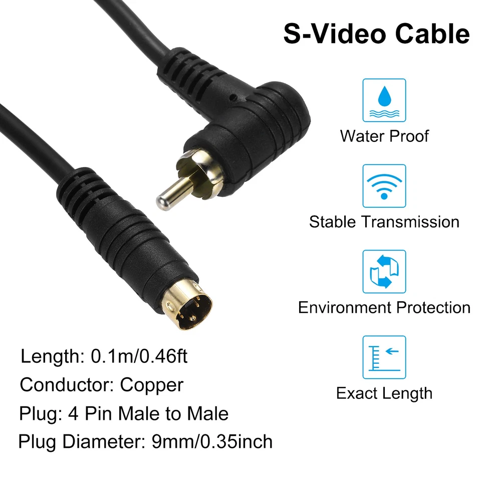 S Video Cable 0.46ft, 4 Pin S-Video Male to RCA Male Straight Composite Adapter - Image 4 of 4