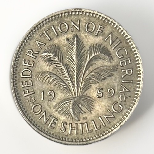 Nigeria 1959 One Shilling Coin Queen Elizabeth Money Africa Federation - Picture 2 of 2