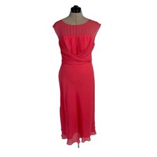 Talbots Silk Chiffon Sleeveless Draped Peach Dress sz 8 Wedding Garden Party MOB