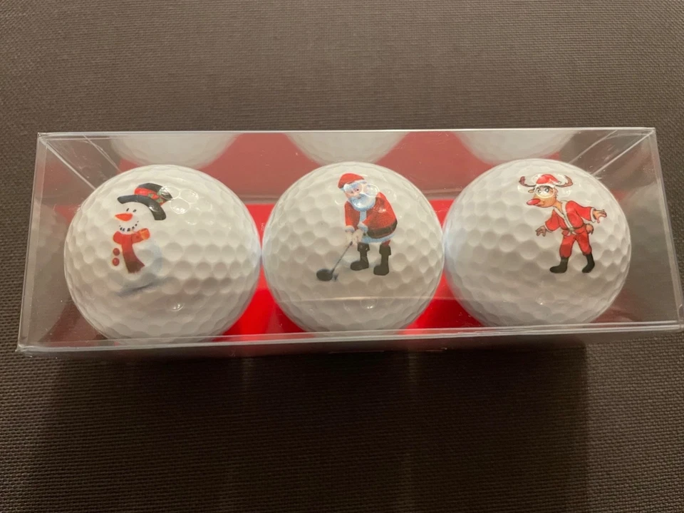 drei Golfbälle mit Weihnachtsmotiv - neu -