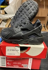 Nike Air Huarache Run Toddler Size 4C Triple Black Athletic Shoes 704950-016