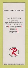 Matchbook Cover - Canadian Renner Consultants Montreal QC SAMPLE