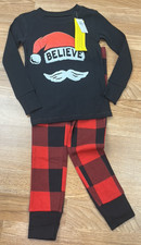 Old Navy Unisex Christmas Santa Believe 2pc Pajama Set Kids Size XS 5 NEW