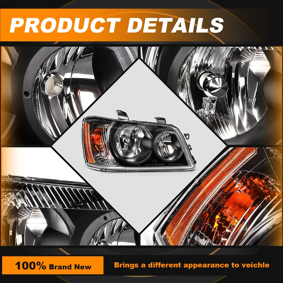 Esquerda+Direita Para 2001-06 2007 Toyota Highlander Conjunto de Farol Carcaça Preta - Imagem 4 de 4