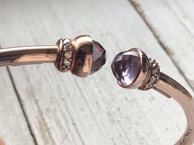 Dyadema Italy Sterling Silver Hinged Bracelet Amethyst Tanzanite Purple Stones