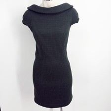Milly of New York Hunter Green Textured Sheath Dress size Medium Ring Collar