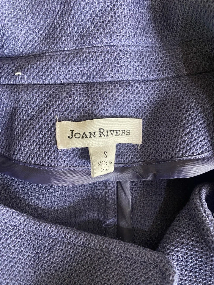 Abrigo para mujer Joan Rivers talla pequeña azul guisante manga larga forrado botones dorados  Foto 3 de 4