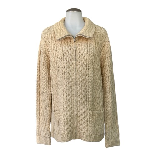 Vintage 60s GAELTARRA Unisex 40 100% Wool Sweater Jacket Aran Fisherman Irish - Picture 10 of 23
