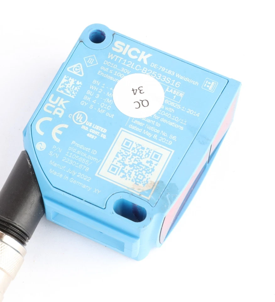 SICK WTT12LC-B2533S16 Photoelectric Proximity Sensor 1105655, 50-380mm Sense - Image 3 of 4