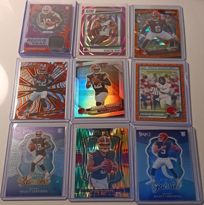 Panini Rookie 9 Card Lot Browns Sanders Gabriel Judkins Prizm Select