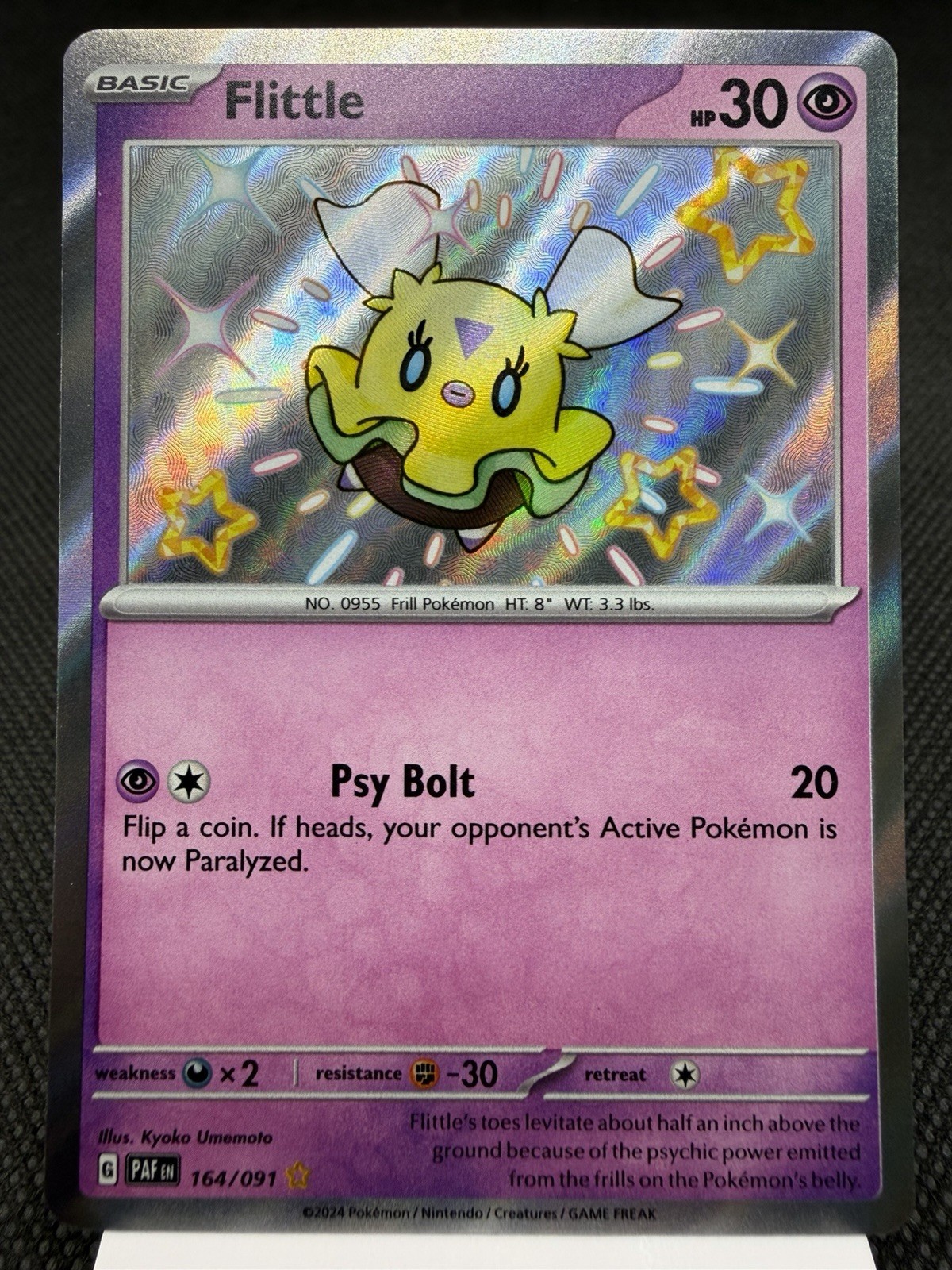 Flittle 164/091 - Shiny Holo Rare - Paldean Fates Pokemon Card NM