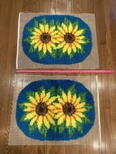 Sunflower Set Of 2 Latch hook rug 20  x27  Grannycore You Finish