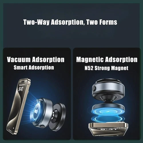 Aspirateur Électrique Magnétique Support Téléphone Voiture Support Rotation 360° - Photo 10 sur 21