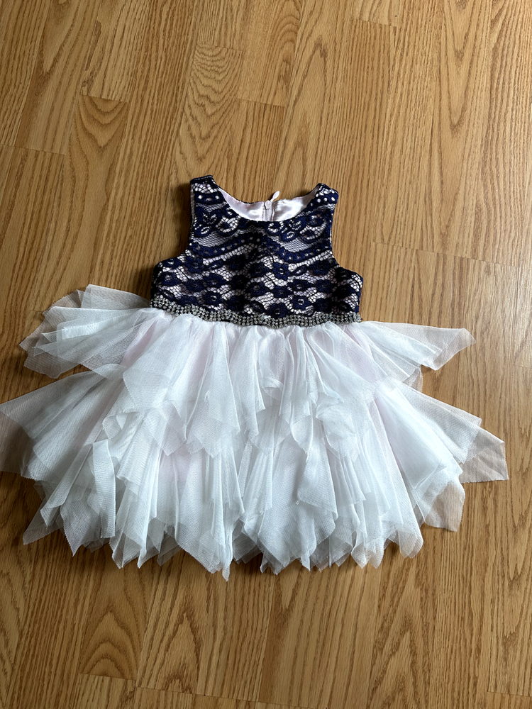 Baby Girls AMERICAN PRINCESS Navy Pink Tulle DRESS Easter Church  size 12 months